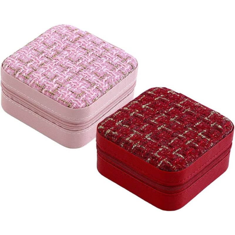 foto del prodotto sollbry pezzi portagioie per donna, mini portagioie portatile in pelle pu, portagioie da viaggio, portagioie con display personalizzato rosa 