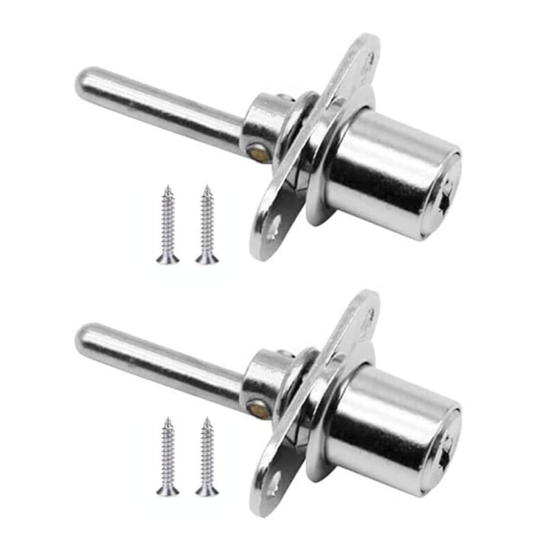 foto del prodotto sollbry pezzi serratura per cassetti con chiave per mobili serratura a pistone per schedari vetrina, diametro 16 mm, lunghezza 61 mm argento 