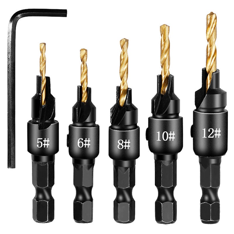 foto del prodotto sollbry pezzi set punte da trapano con gambo esagonale, accessori per utensili elettrici per utensili per lavorazione del legno in plastica e