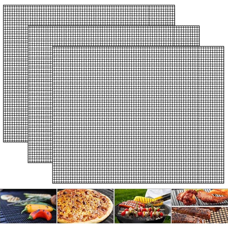 foto del prodotto sollbry pezzi tappetino per barbecue antiaderente nero griglia per barbecue riutilizzabile resistente al calore accessori da cucina per cucinare
