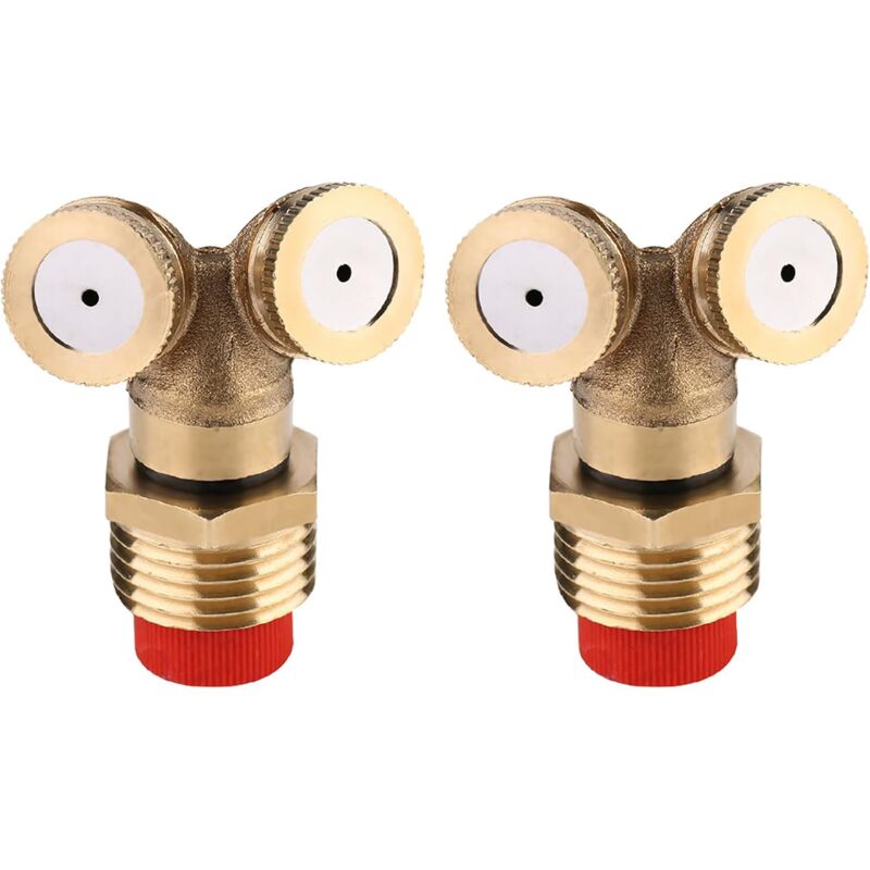 foto del prodotto sollbry pezzi ugello spray in ottone a 2 fori, ugello nebulizzatore per irrigatori da giardino, raccordo per tubo flessibile dell acqua, per prato,