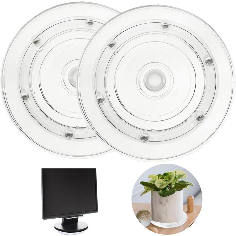 foto del prodotto sollbry piatto girevole da 2 pezzi, supporto universale per vassoio girevole a 360 da 15 cm, piastra girevole rotonda trasparente, vassoio