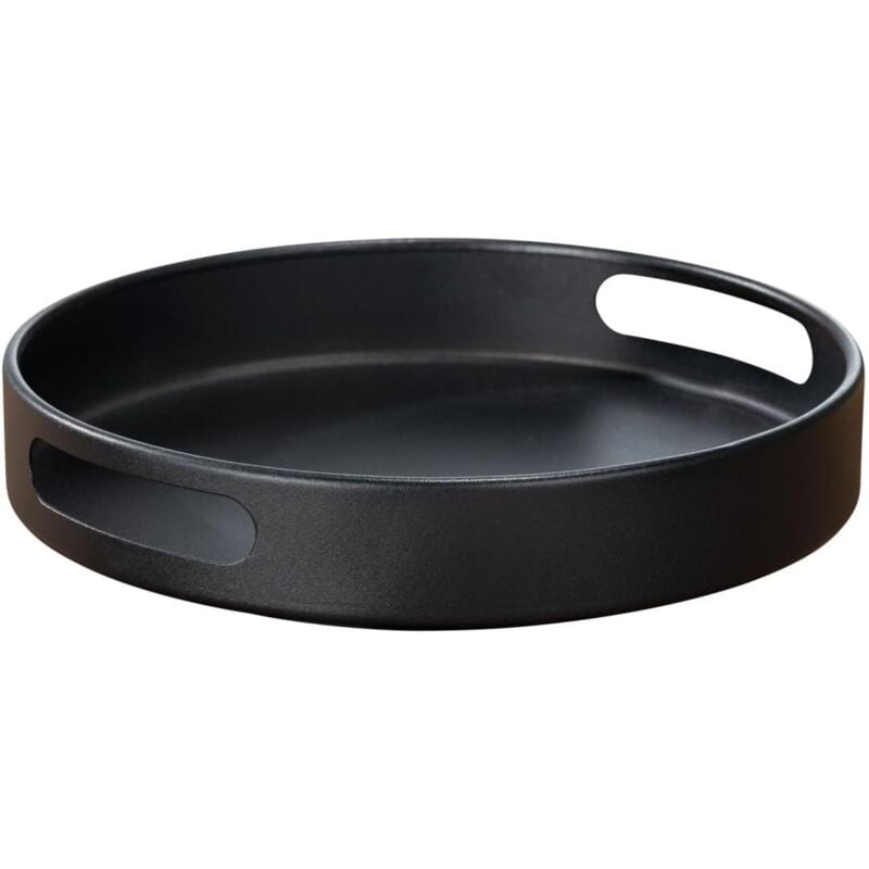 foto del prodotto sollbry piatto girevole, girevole a 360 , con pratico bordo e maniglie, in metallo verniciato a polvere l pxa 30 x 30 x 6,5 cm, nero
