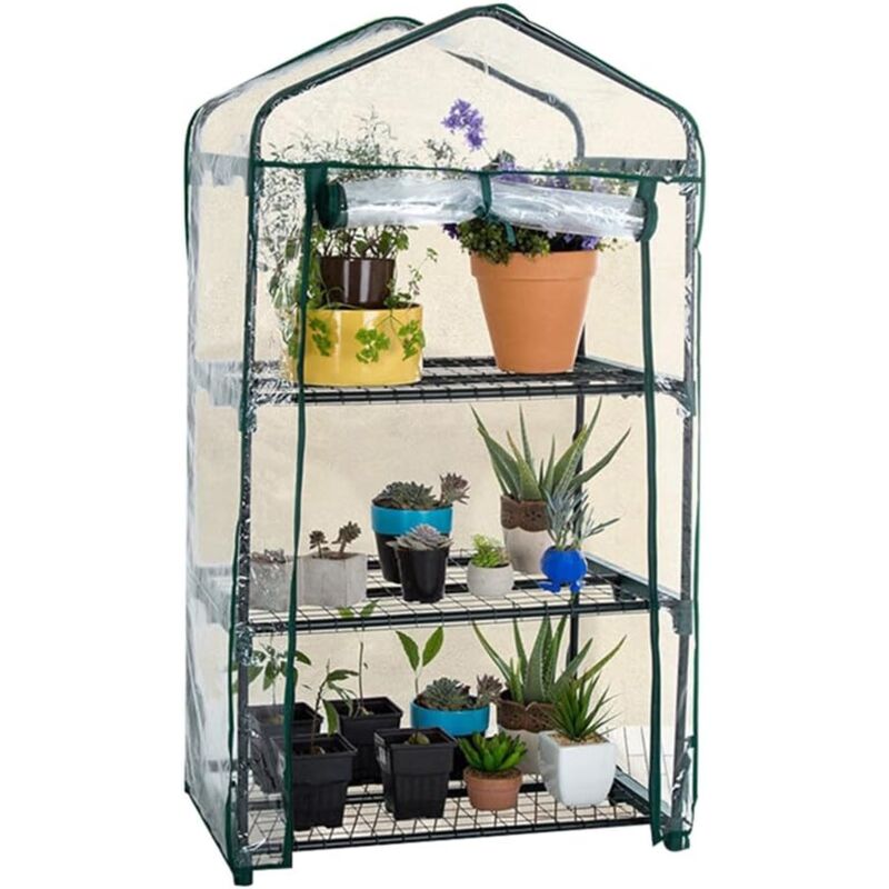 foto del prodotto sollbry piccola serra da giardino con copertura in pvc, serra portatile per esterni, utilizzata per la crescita di piantine e fiori, 3 strati,