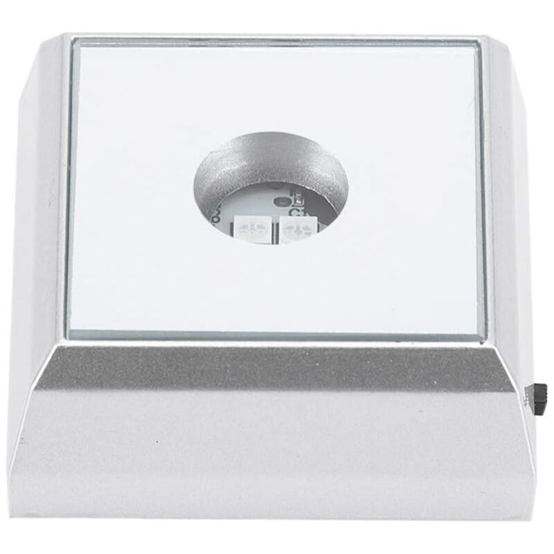 foto del prodotto sollbry piedistallo luminoso a led, base quadrata per lampada a led per esporre cristalli, statue, opere d arte in acrilico argento colorato 