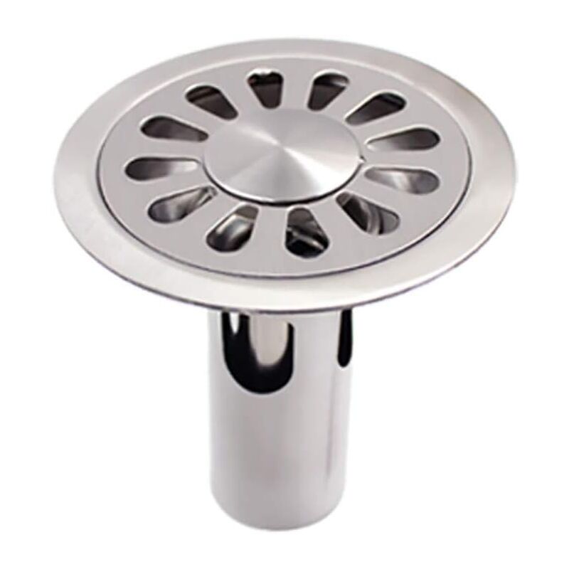 foto del prodotto sollbry piletta di scarico rotonda in acciaio inossidabile spazzolato per bagno, wc, cucina, lavanderia, giardino 100 mm x 100 mm