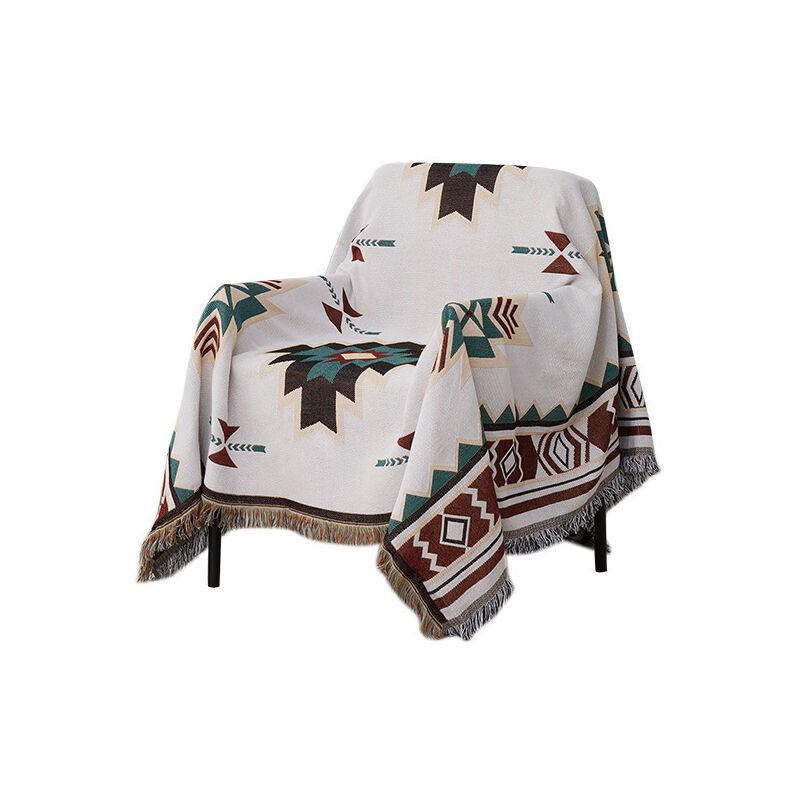 foto del prodotto sollbry plaid, copridivano in stile etnico americano, coperta per divano in maglia di zucchero jacquard, 90 x 180 cm