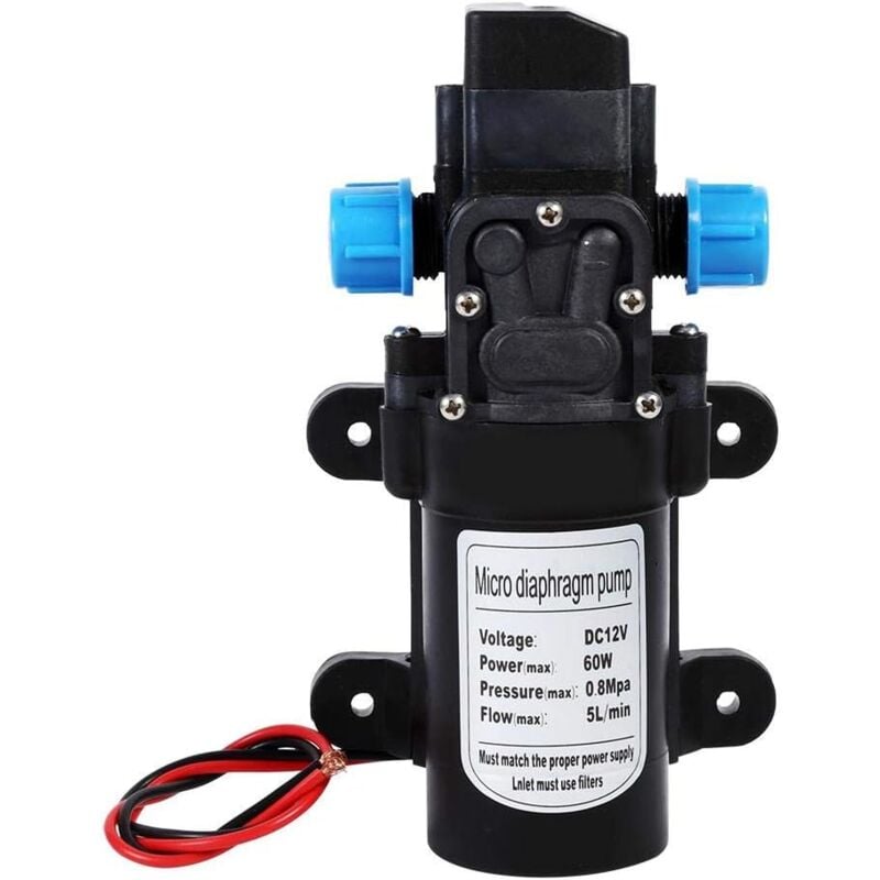 foto del prodotto sollbry pompa dell acqua ad alta pressione, pompa dell acqua a membrana dc 12v 5 l min, pompa irroratrice autoadescante 116 psi con morsetti per