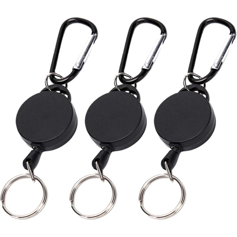 immagine 0 del prodotto sollbry porta badge avvolgibile, portachiavi retrattile da 3 pezzi, porta badge avvolgibile, portachiavi, moschettone con bobina retrattile,