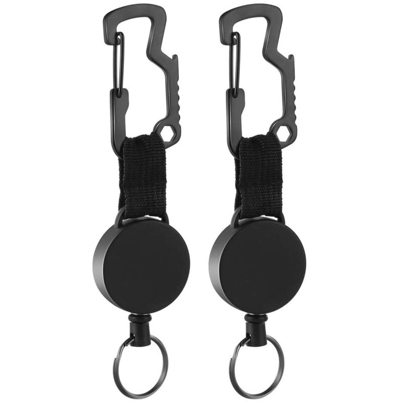 foto del prodotto sollbry porta badge con bobina retrattile, porta badge retrattile in plastica rigida resistente, nero