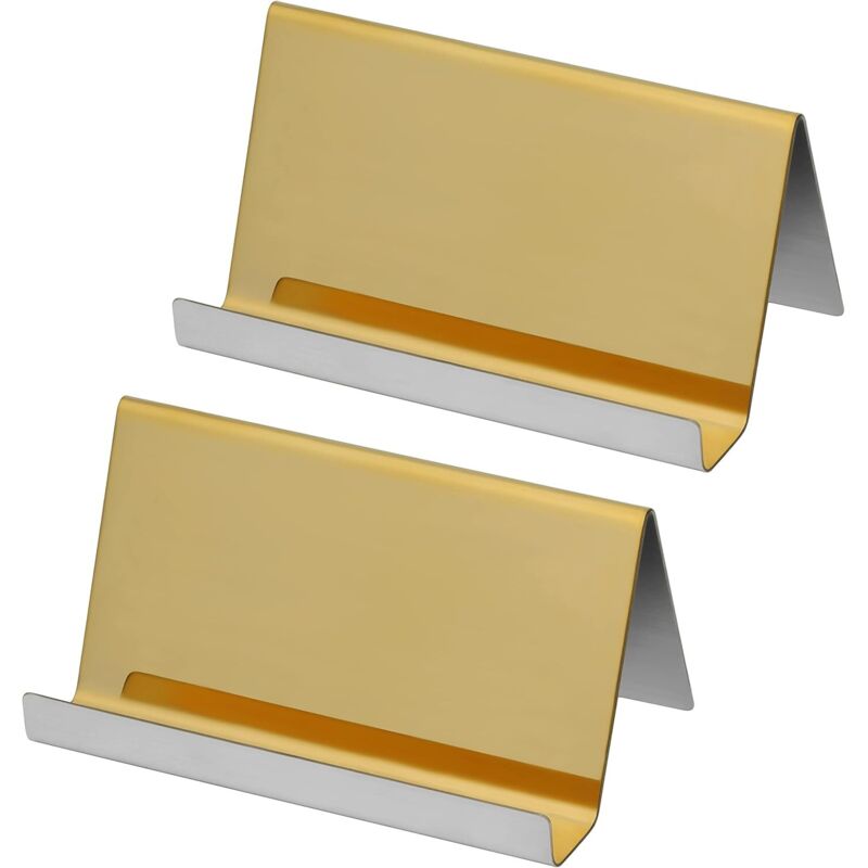 foto del prodotto sollbry - porta biglietti da visita in acciaio inossidabile confezione da 2 - contiene fino a 30 biglietti - espositore per biglietti da visita in