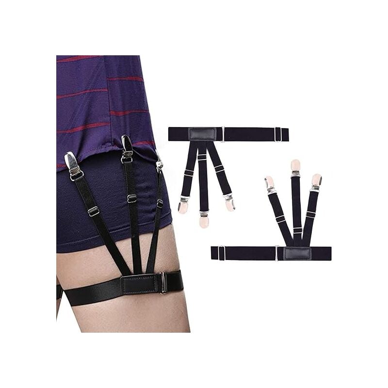 foto del prodotto sollbry porta camicie da uomo, porta camicie da uomo, porta camicie, porta camicie elastico regolabile con clip antiscivolo unisex elastico 1 paio