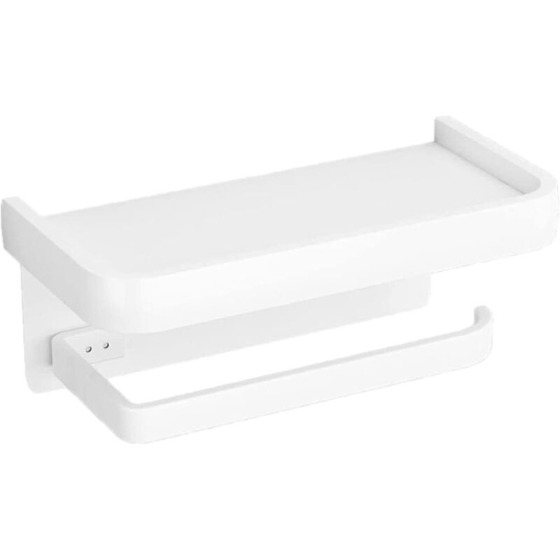 foto del prodotto sollbry porta carta igienica a parete, porta carta igienica, porta rotolo di carta con ripiano porta telefono, accessori per il bagno bianco, 18,3
