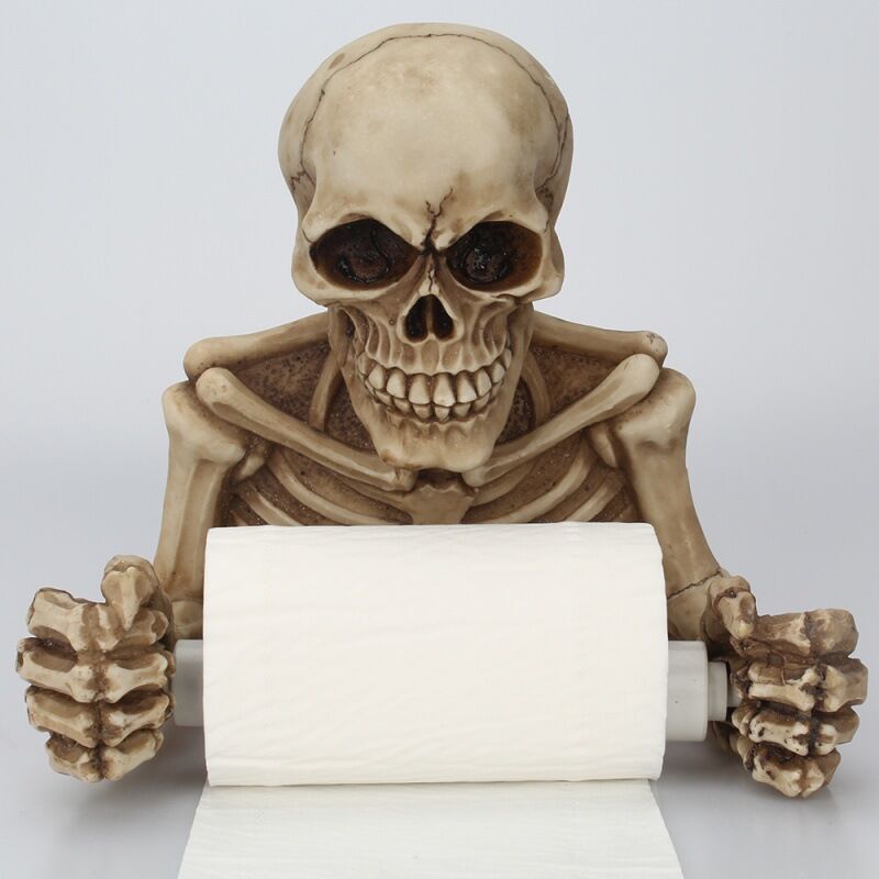 foto del prodotto sollbry porta carta igienica, decorazione a forma di scheletro, decorazioni spettrali di halloween, porta carta igienica da parete per bagno e