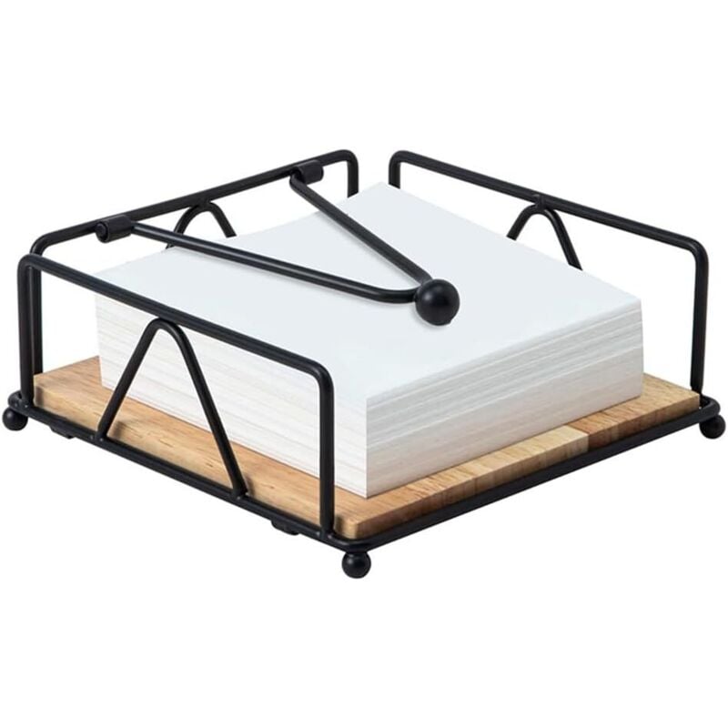 foto del prodotto sollbry - porta tovaglioli, porta tovaglioli in metallo nero con base in legno e braccio zavorrato, porta tovaglioli da cucina per ristorante, bar,