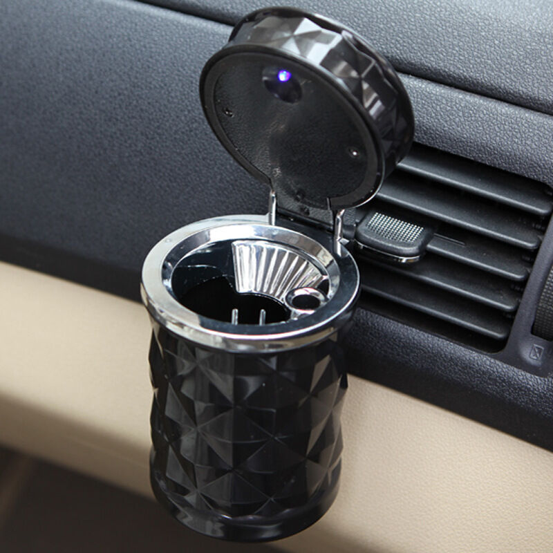 foto del prodotto sollbry portabicchieri per auto 1 pezzo con coperchio, cilindro portatile per auto con luce led blu, portabicchieri, mini cestino per auto, per la