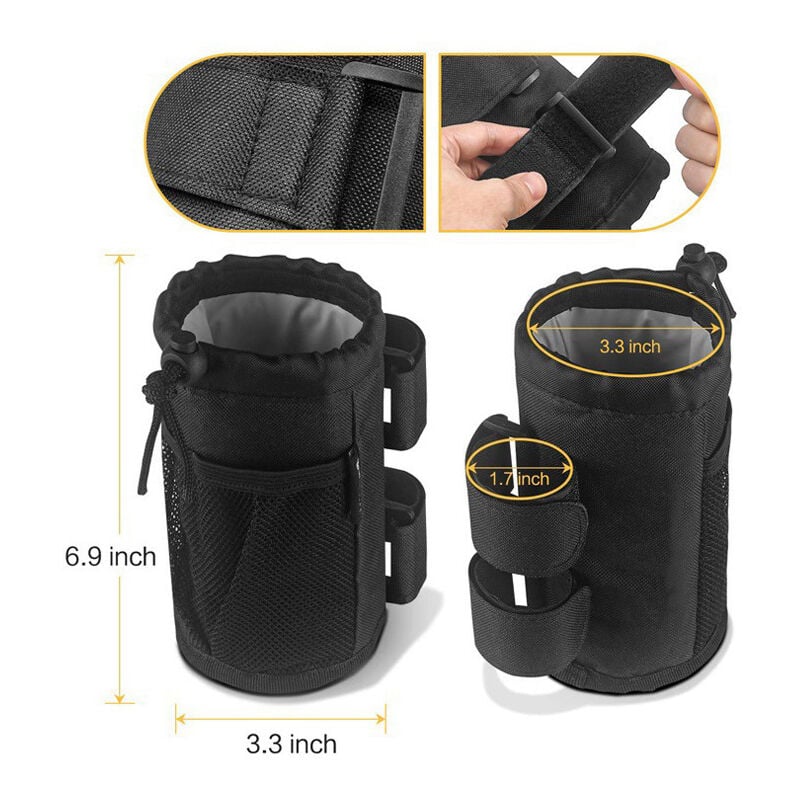 foto del prodotto sollbry portaborraccia per bicicletta, portaborraccia oxford con tasca a rete e cordino di sicurezza, organizer per borraccia, accessori universali
