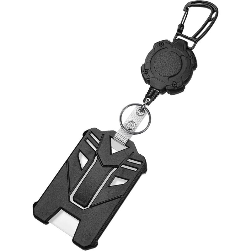 foto del prodotto sollbry portachiavi retrattile, porta badge con bobina resistente, porta badge con moschettone e cordino retrattile in acciaio da 80 cm, porta