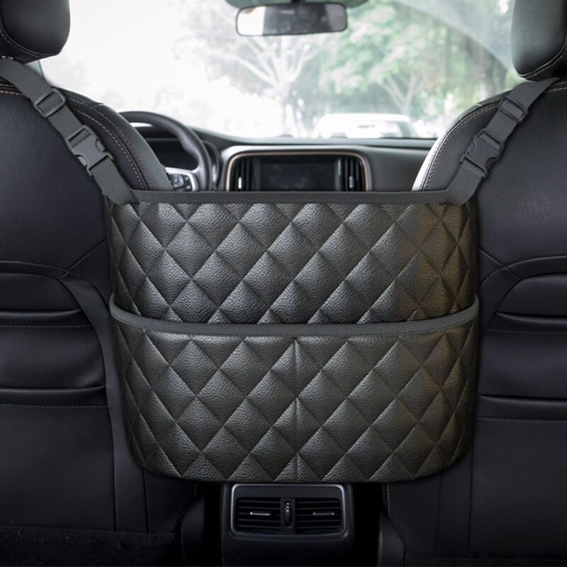 foto del prodotto sollbry portaoggetti per seggiolino auto in pelle pu, rete portaoggetti per auto, borsa portaoggetti per auto, organizer per auto di grande