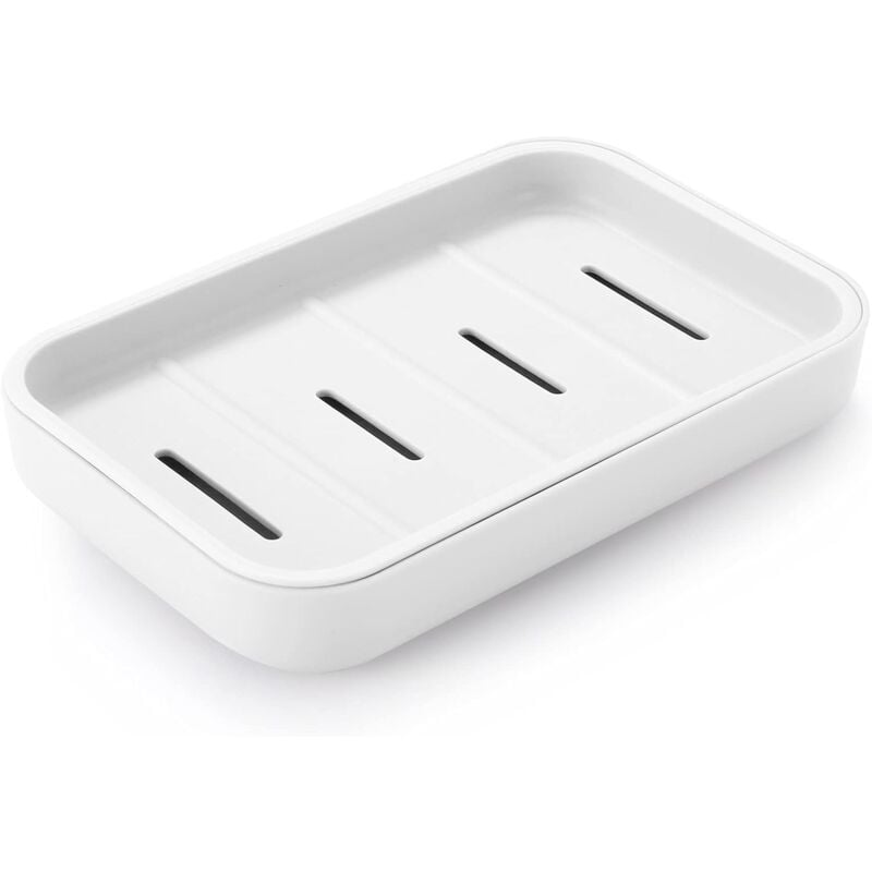 foto del prodotto sollbry portasapone da bagno con scolapiatti, salvasapone per la doccia, facile da pulire, asciutto, previene la formazione di schiuma bianco 