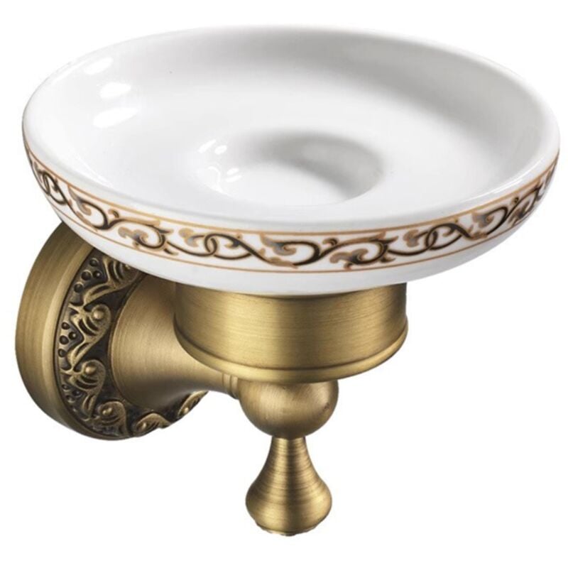 foto del prodotto sollbry portasapone da parete in ottone bronzo anticato, accessori per il bagno, design in porcellana