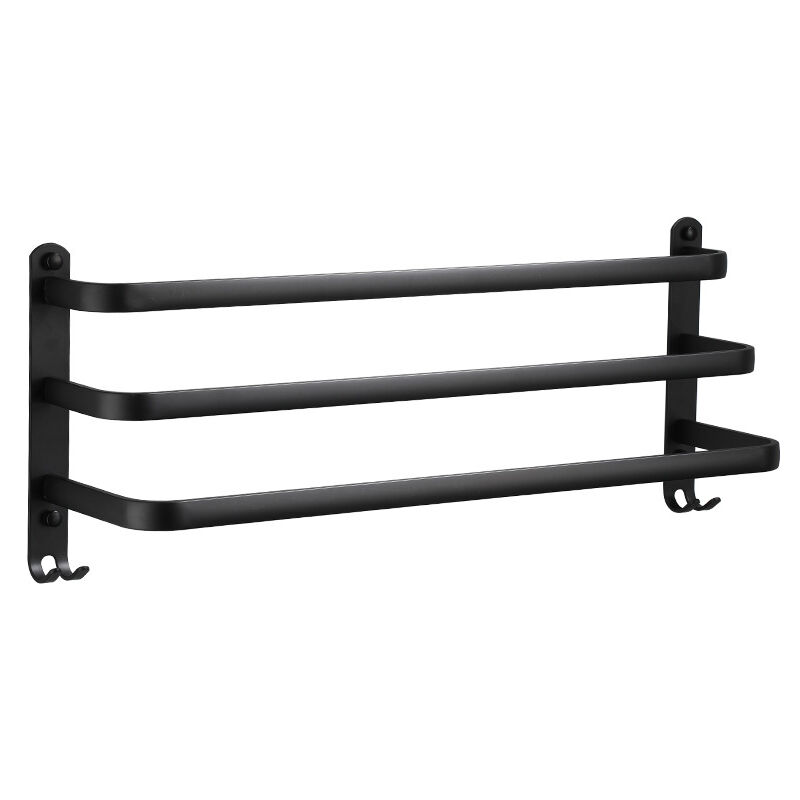 foto del prodotto sollbry portasciugamani da parete in alluminio per bagno 3 ripiani con ganci 30 cm impermeabile nero per bagno, cucina, toilette