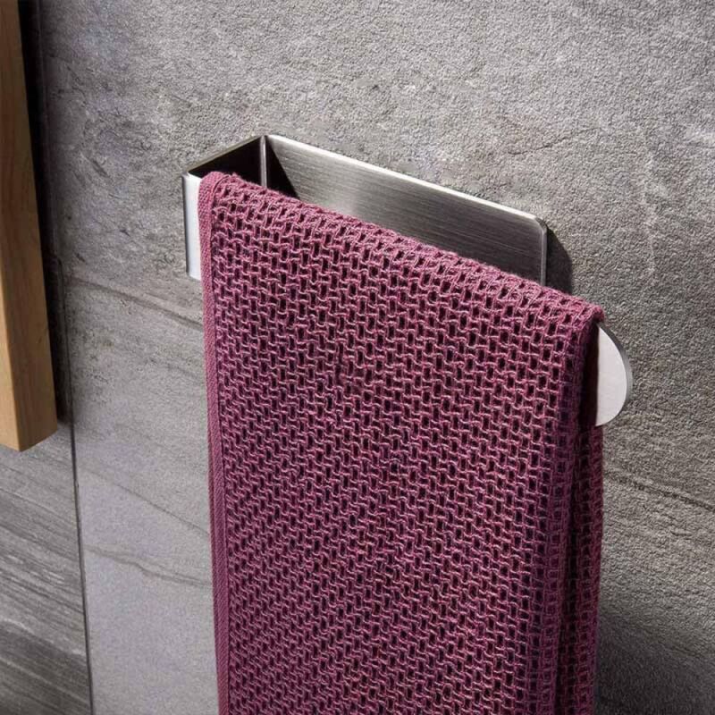 foto del prodotto sollbry portasciugamani non forato, portasciugamani da bagno, portasciugamani da cucina autoadesivo, portasciugamani per la casa, 23 cm, acciaio