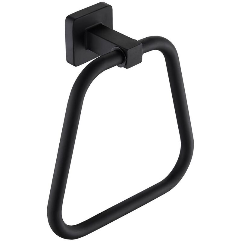 foto del prodotto sollbry portasciugamani trapezoidale nero opaco in acciaio inossidabile. questo portasciugamani a parete offre un tocco moderno a qualsiasi