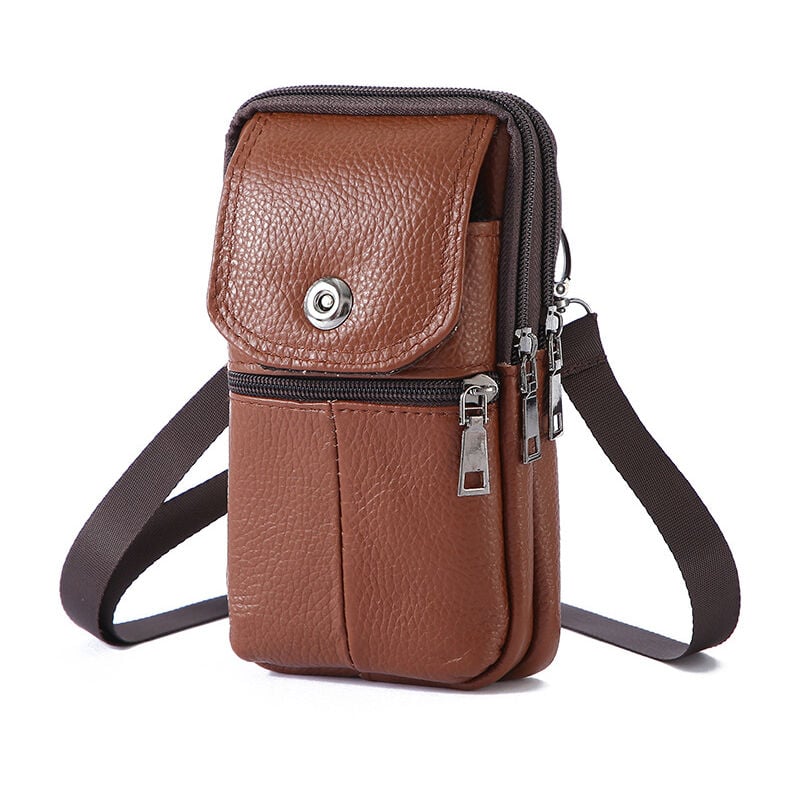 foto del prodotto sollbry portasigarette in vera pelle, borsa a tracolla in pelle di vacchetta vintage, marsupio per cellulare, perfetto per proteggere i cellulari