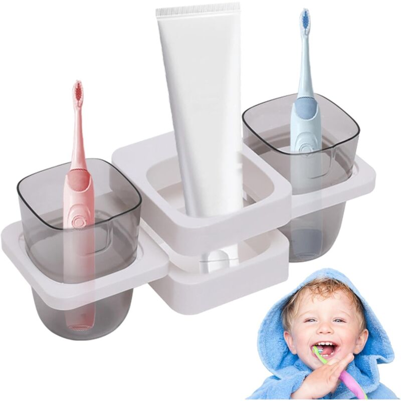 foto del prodotto sollbry portaspazzolino da denti per bagno portaspazzolino da denti a parete con due denti per bagno, casa, dormitorio, hotel
