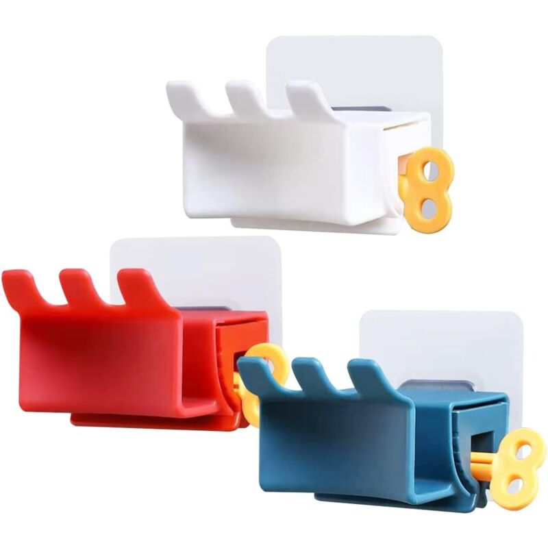foto del prodotto sollbry portaspazzolino da parete 3 pezzi, spremi dentifricio con tubo rotante, spazzolino autoadesivo, portaoggetti multifunzione 3 colori 