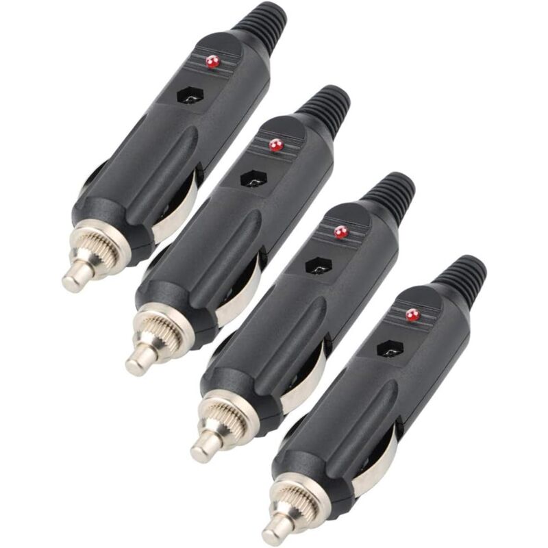 foto del prodotto sollbry presa accendisigari per auto, adattatore 12v 24v con luci led, spina maschio con fusibile 4 pezzi 