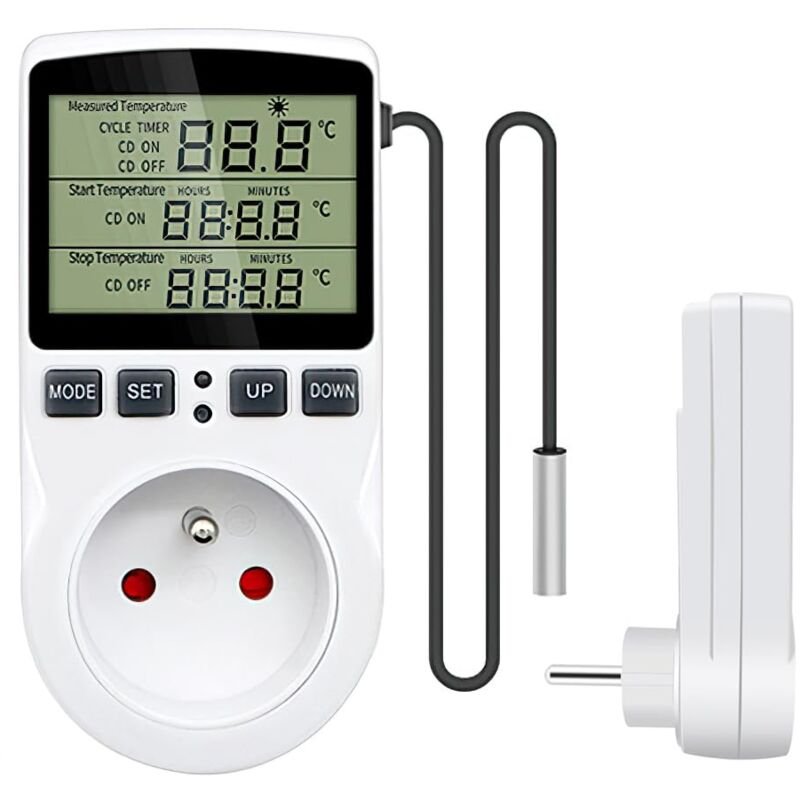 foto del prodotto sollbry presa per termostato, regolatore di temperatura, termostato per riscaldamento e raffreddamento, regolatore di temperatura digitale con sonda,