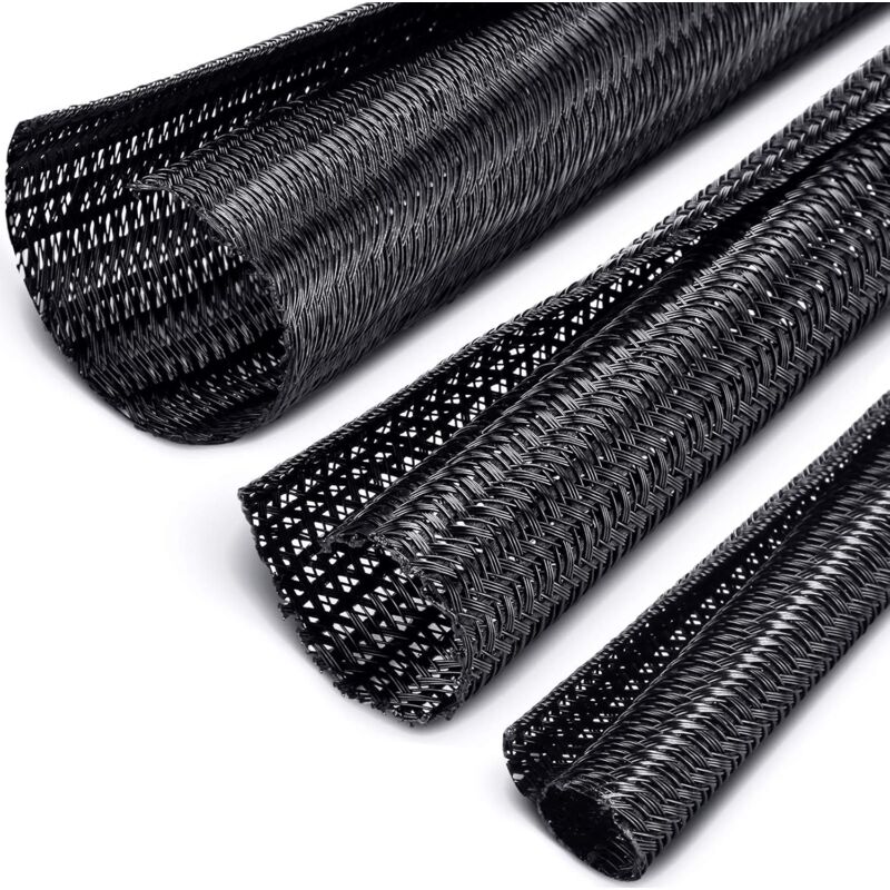 foto del prodotto sollbry protezione per cavi da 3 m, guaina per cavi, guaina divisa per cavo di ricarica usb, copertura per cavi, cavo audio video nero, 13 mm 