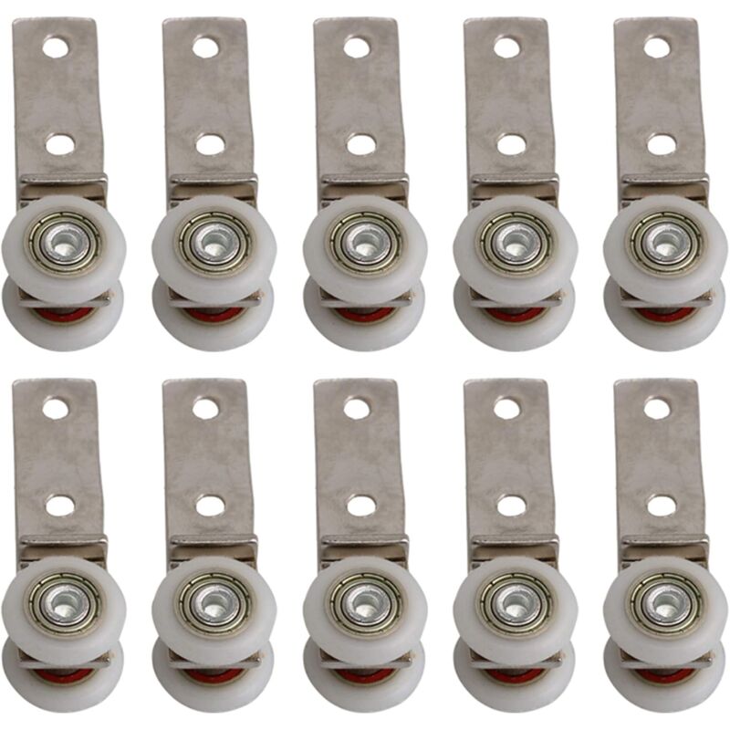 foto del prodotto sollbry puleggia con cuscinetto a gomito per condotto metallico da 6,5 x 1,9 cm con due ruote in plastica per porta scorrevole e finestra.