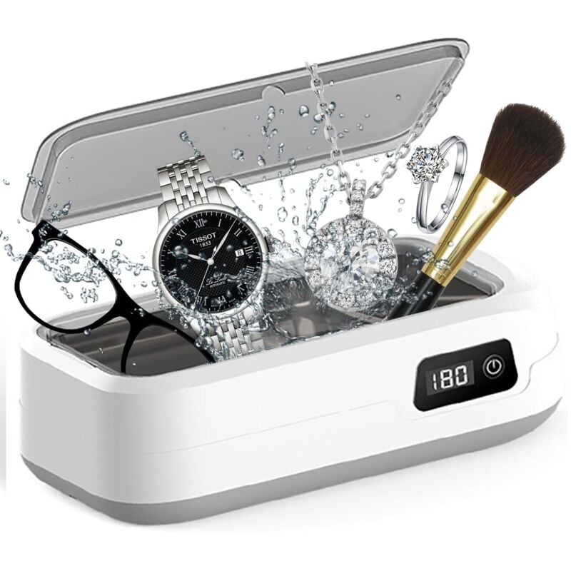 foto del prodotto sollbry pulitore a ultrasuoni, pulitore a ultrasuoni da 49 khz per occhiali, pulitore a ultrasuoni da 640 ml con display digitale a led, pulitore a