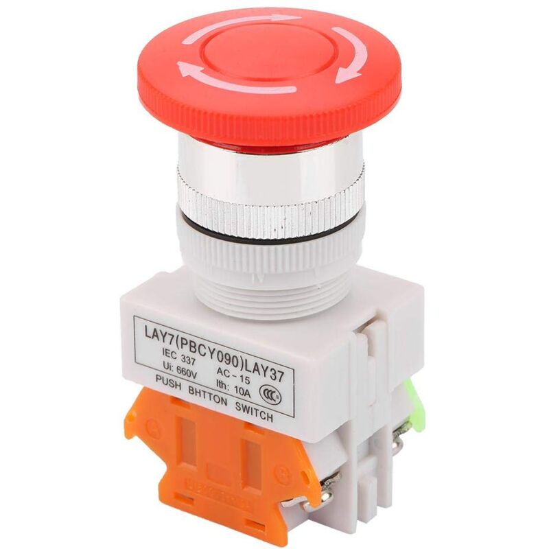 foto del prodotto sollbry pulsante di arresto di emergenza 5a 220v 22mm no nc cappuccio a fungo rosso