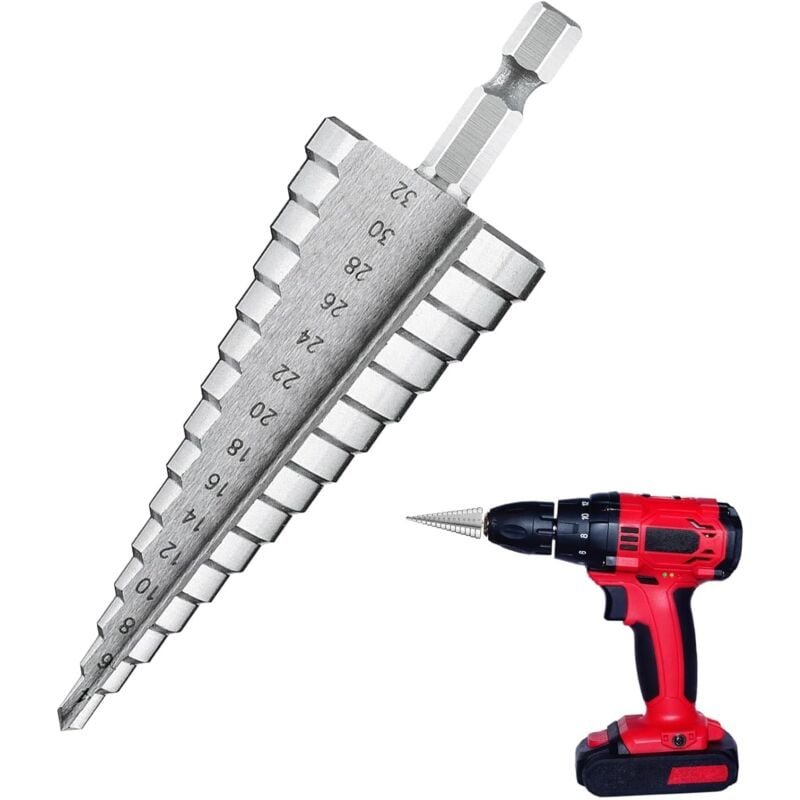 foto del prodotto sollbry punta per trapano a gradini hss da 4 32 mm con rivestimento in titanio, svasatrice a gradini per metallo, legno, plastica ideale per