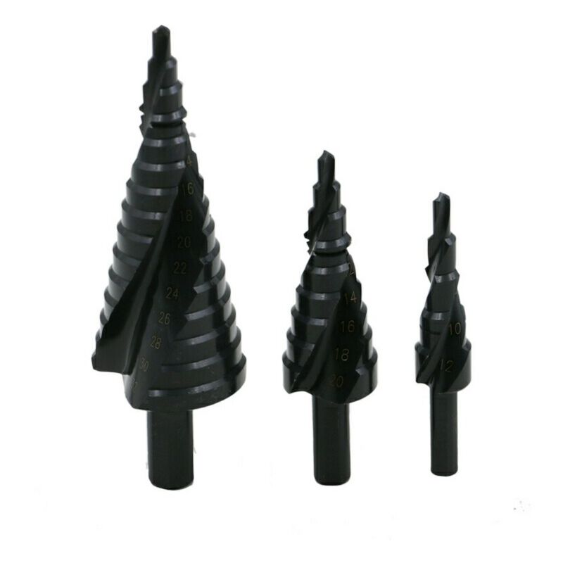 foto del prodotto sollbry punte a gradini da 4 12 20 32 mm, punte a gradini in acciaio inossidabile hss, triangolari coniche in titanio, con gambo esagonale, per