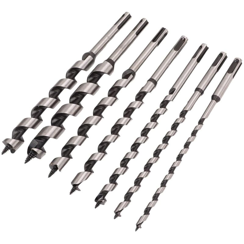 foto del prodotto sollbry punte elicoidali per legno, set di 7 punte per trapano per legno sds plus, kit di utensili per lavorazione del legno con fresa a spirale in