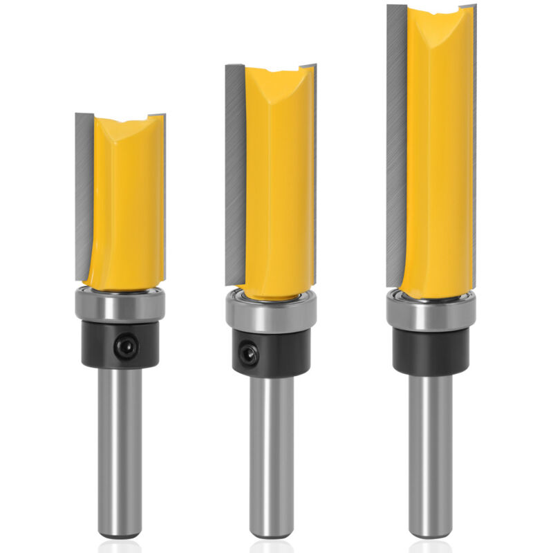foto del prodotto sollbry punte per fresa a filo con gambo da 8 mm, fresa a filo con cuscinetto superiore, utensili per fresatura per lavorazione del legno