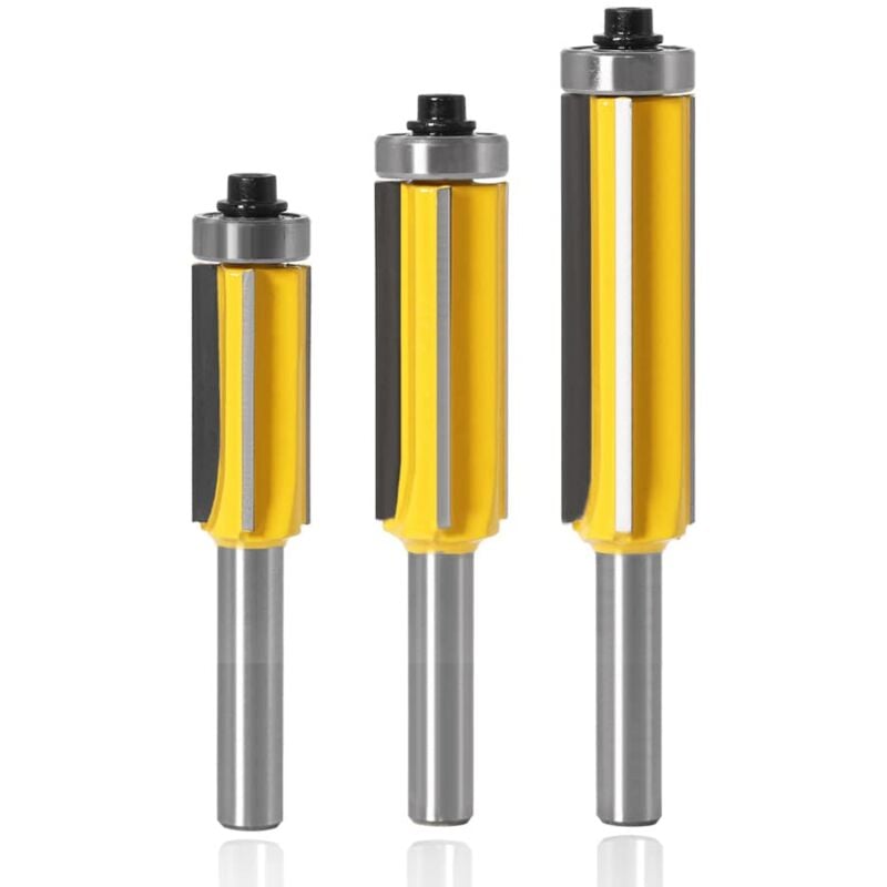 foto del prodotto sollbry punte per fresa con gambo da 8 mm, fresa per lavorazione del legno a 4 taglienti con cuscinetto superiore, diametro di taglio 14 mm 16
