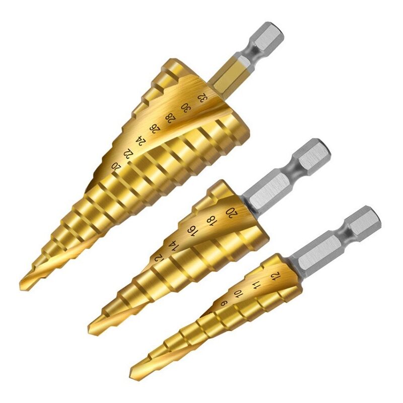 foto del prodotto sollbry punte per trapano a gradini con scanalatura a spirale, 4 12 20 32 mm, punte per trapano a gradini in acciaio rapido hss con rivestimento in