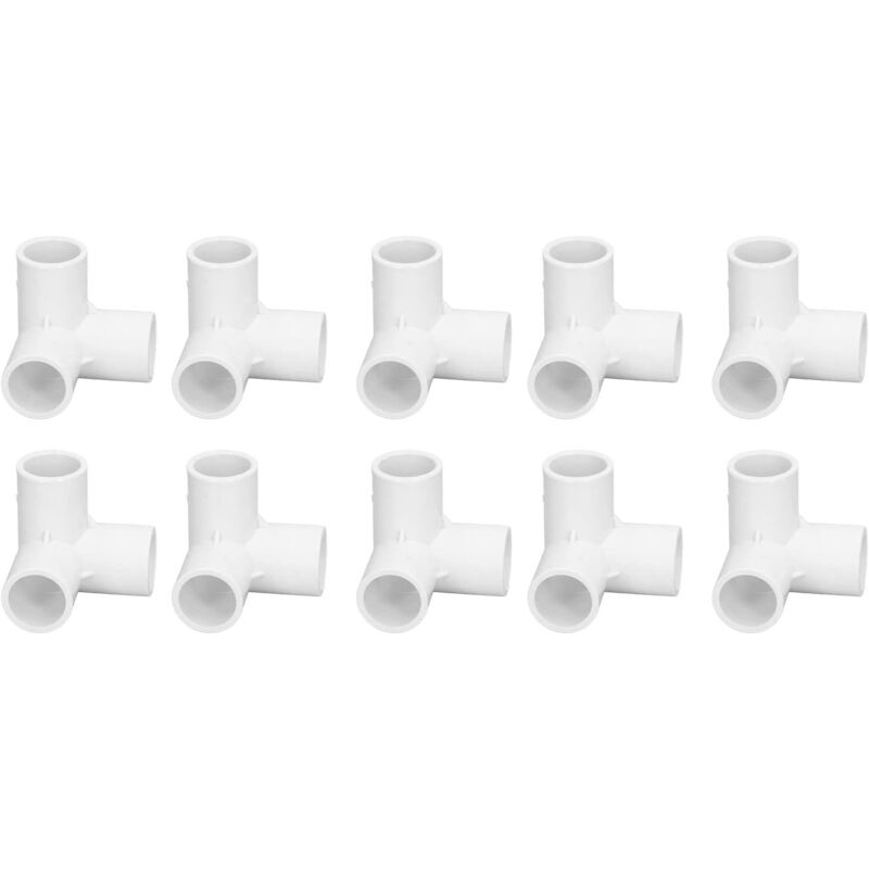 foto del prodotto sollbry raccordi angolari a 3 vie, 10 pezzi raccordi per tubi in plastica pvc a 3 vie raccordo angolare a t ad angolo retto, raccordi a gomito in