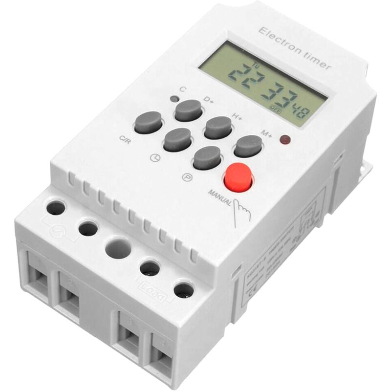 foto del prodotto sollbry regolatore di temporizzazione elettronico digitale programmabile ac 220v 25a con orologio e display lcd su guida din