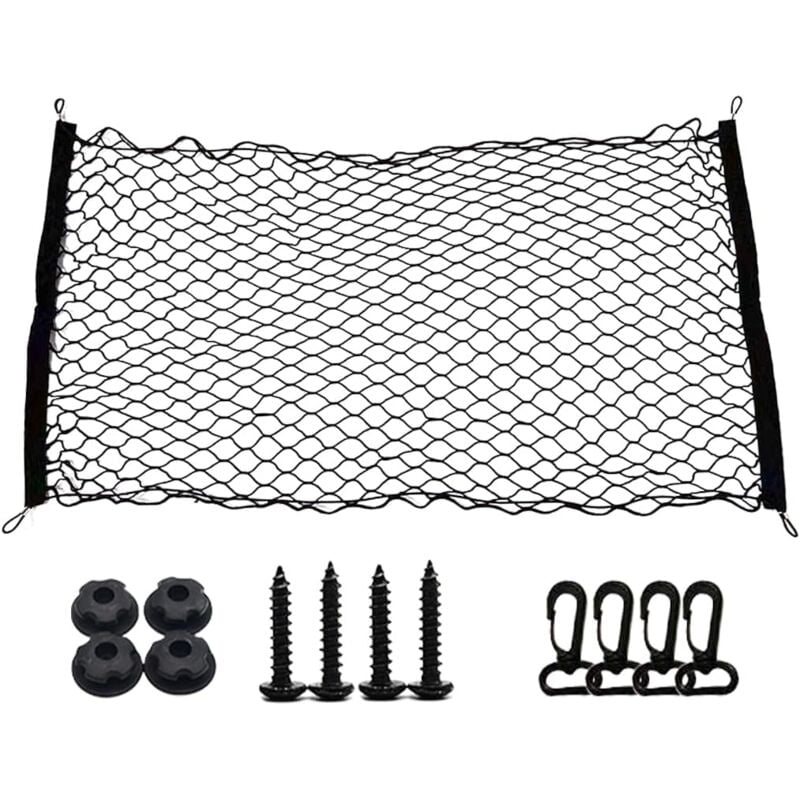 foto del prodotto sollbry rete portaoggetti per bagagliaio auto 90x40 cm adatta alla maggior parte dei bagagliai auto rete portaoggetti fissa super elastica
