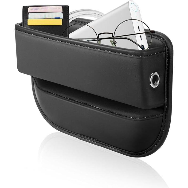 foto del prodotto sollbry riempitore per fessure del sedile dell auto, contenitore multifunzionale in pelle pu con foro laterale per cavi per telefoni cellulari