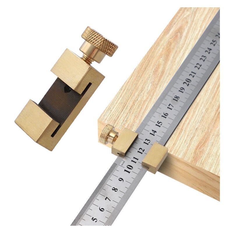 foto del prodotto sollbry righello in ottone, blocco righello in acciaio, calibro di marcatura, righello di arresto, righello di marcatura da 30 cm, righello in