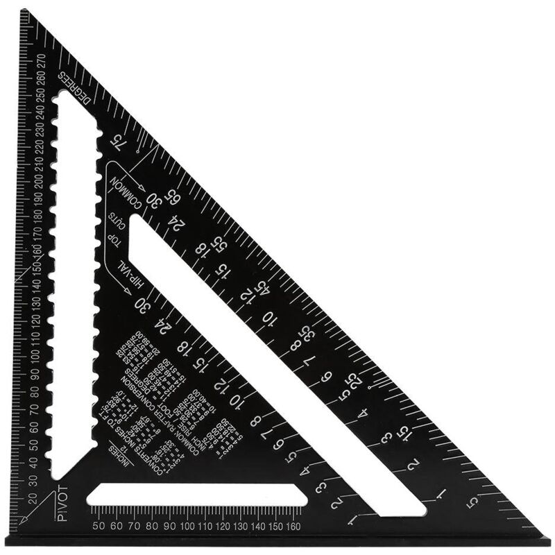 foto del prodotto sollbry righello, righello di precisione a forma di triangolo in lega di alluminio da 12 pollici, strumento di misurazione per carpentieri e ingegneri
