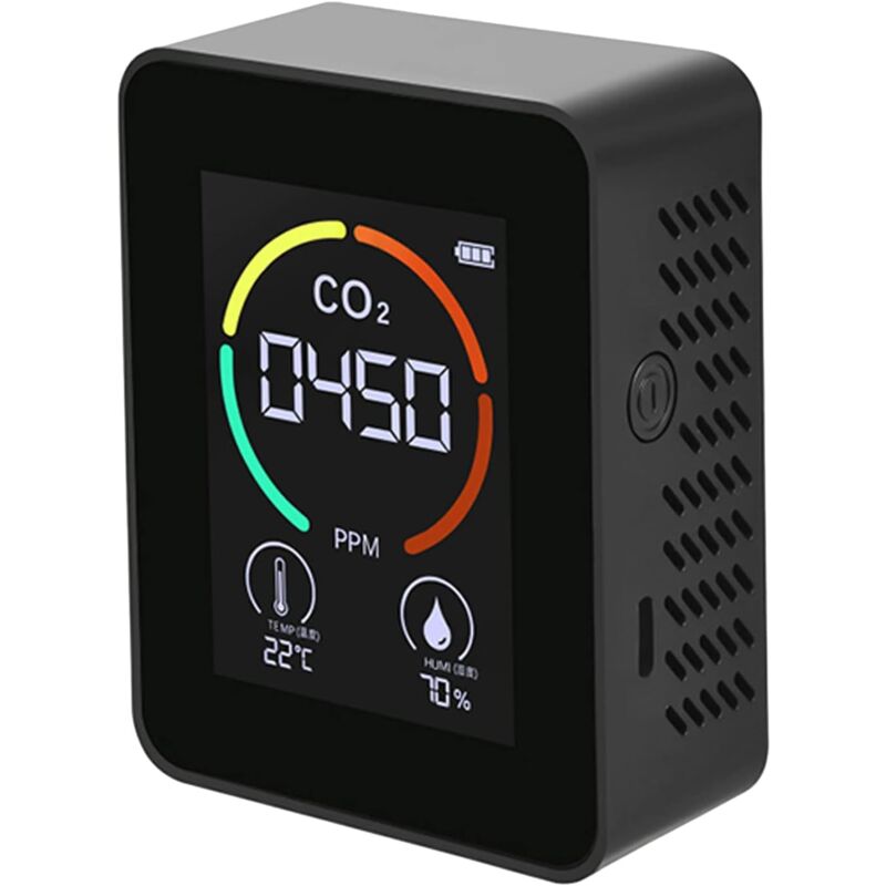 foto del prodotto sollbry rilevatore di co2, rilevatore di co2 nell aria, rilevatore di anidride carbonica, produzione agricola, monitor di co2 in serra, nero